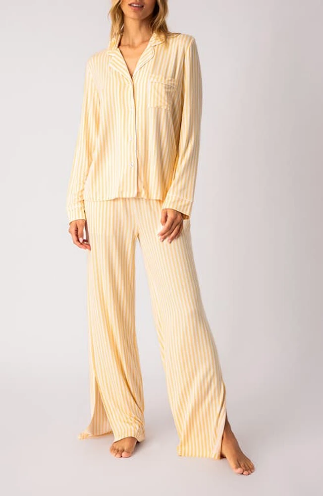 PJ Salvage Lazy Days Stripe Pajamas Sunshine at Nordstrom,