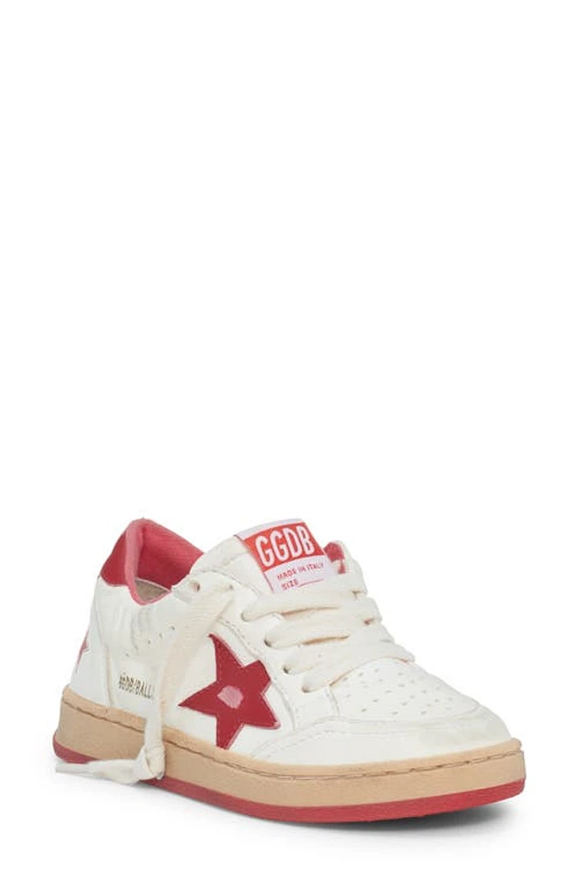 Golden Goose Kids' Ball Star Lace-Up Leather Sneaker White/Red at Nordstrom,