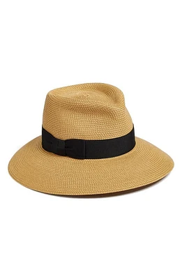 Eric Javits Phoenix Packable Straw Fedora Sun Hat in Natural/Black at Nordstrom