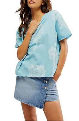 Free People Painted Floral Oversize Graphic T-Shirt in Blue Combo at Nordstrom, Size Small