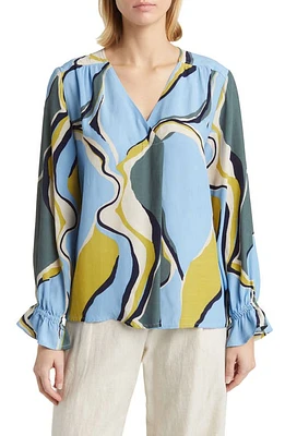 Masai Copenhagen Dahlia Print Ruffle Cuff Top Oasis at Nordstrom,