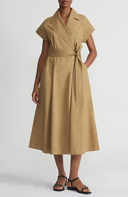 Lafayette 148 New York Belted Organic Cotton Poplin Wrap Dress at Nordstrom,