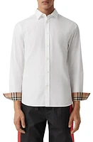 burberry Sherwood Monogram Motif Slim Fit Stretch Poplin Button-Up Shirt in White at Nordstrom, Size Xx-Large