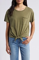 caslon(r) Crewneck Tie Front T-Shirt at Nordstrom,