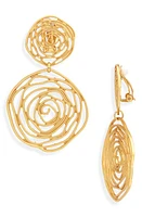 Karine Sultan Oversize Rose Cutout Drop Clip Earrings in Gold at Nordstrom