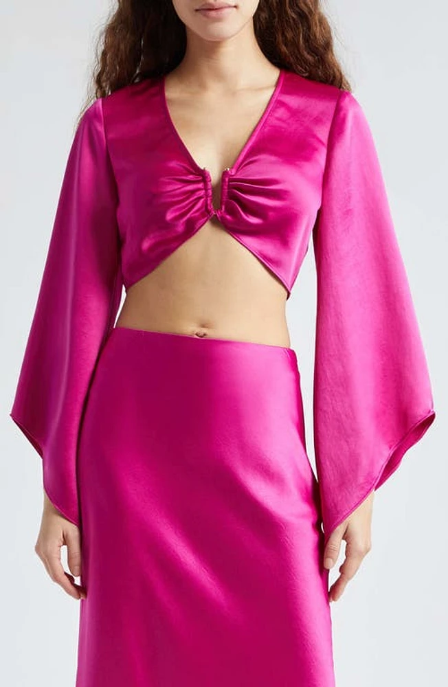 Ramy Brook Christina Flare Sleeve Crop Top Wild Rose at Nordstrom,