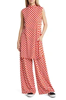 Dressed Lala Gigi Two-Piece Check Top & Pants Set Retro Red at Nordstrom,