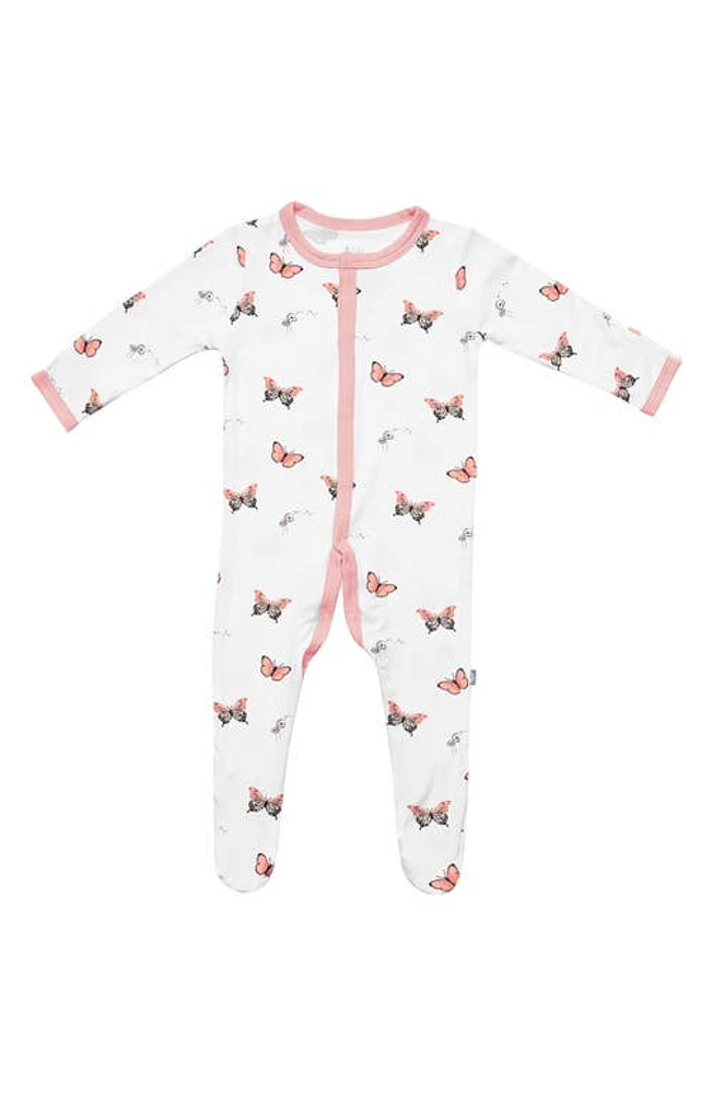 Kyte BABY Snap-Up Footie in White/Butterfly at Nordstrom