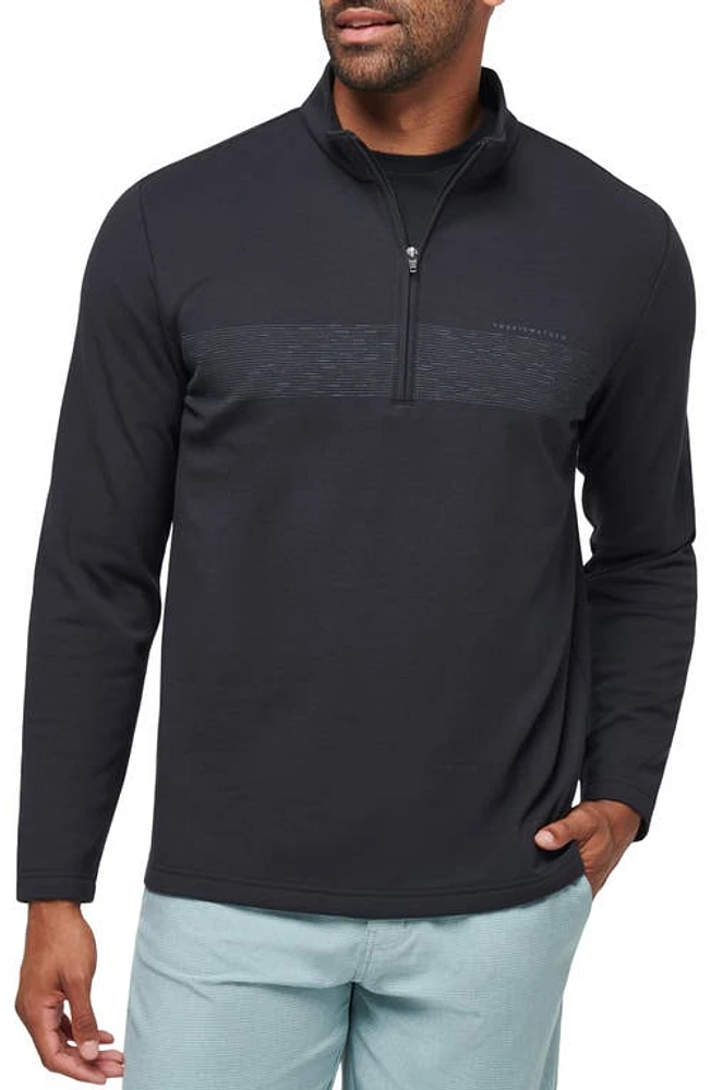 TravisMathew Upgraded Quarter Zip Fleece Top Black/Coronet at Nordstrom,