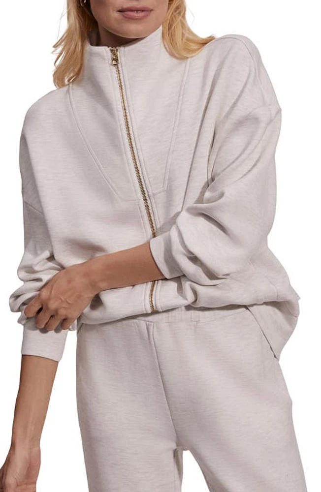 Varley Ralston Zip-Up Sweatshirt Ivory Marl at Nordstrom,