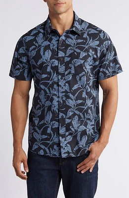 TravisMathew Photo Finish Short Sleeve Button-Up Shirt Black at Nordstrom,