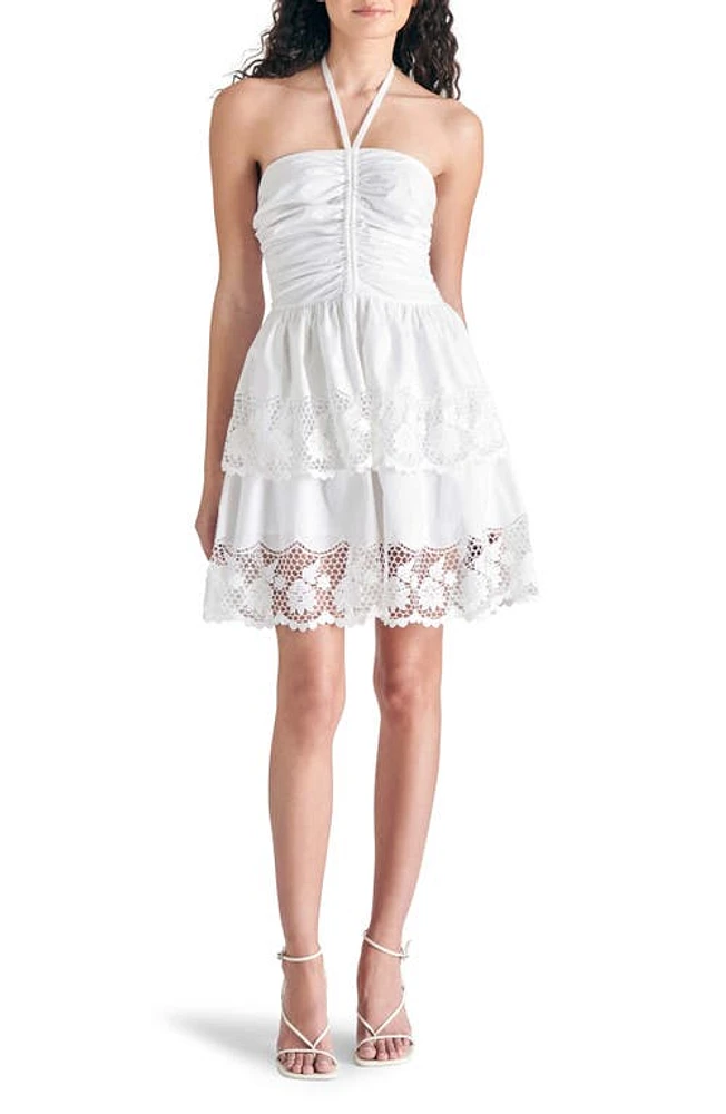 Steve Madden Robyn Layered Lace Ruffle Halter Dress White at Nordstrom,