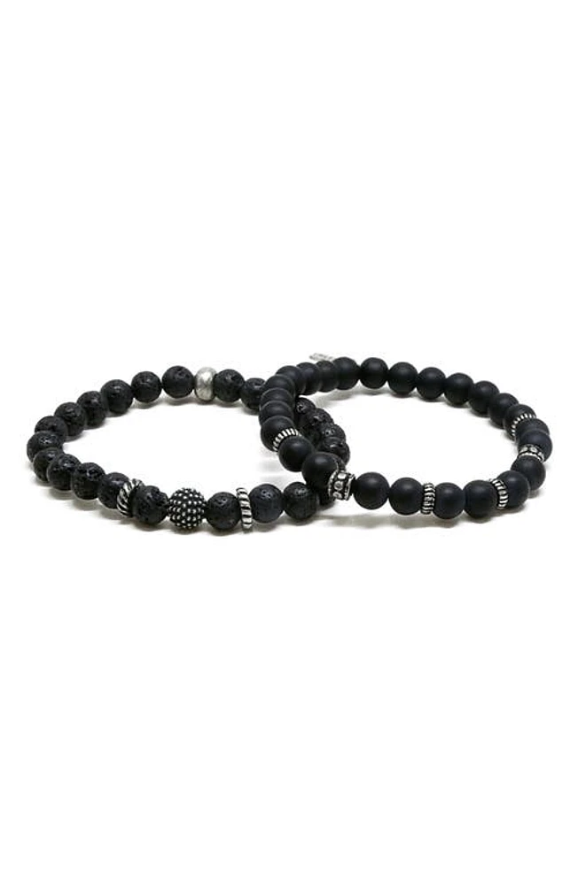 Mr. Ettika Ettika Men's Howlite Beaded Bracelet in Black at Nordstrom