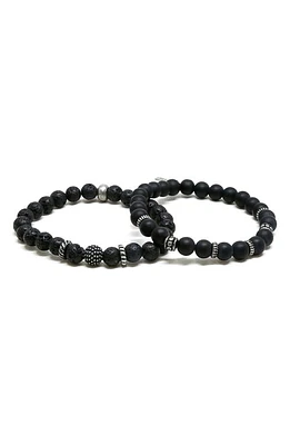 Mr. Ettika Ettika Men's Howlite Beaded Bracelet in Black at Nordstrom