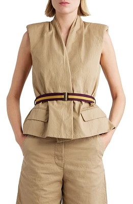 Dries Van Noten Belted Stonewashed Cotton Twill Wrap Vest Beige at Nordstrom, Us