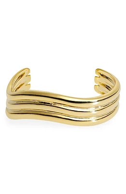 Madewell Ribbed Wavy Cuff Bracelet in Pale Gold at Nordstrom