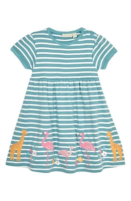 JOJO MAMAN BEBE Safari Animals Appliqué Stripe Dress Duck Egg at Nordstrom,