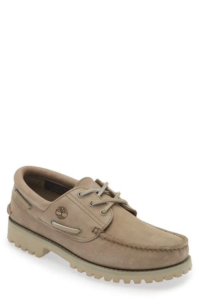 Timberland Authentic 3-Eye Lug Boat Shoe Light Taupe Nubuck at Nordstrom,