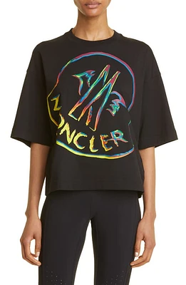 Moncler Oversize Logo Cotton Graphic Tee in Black at Nordstrom, Size Xx-Small