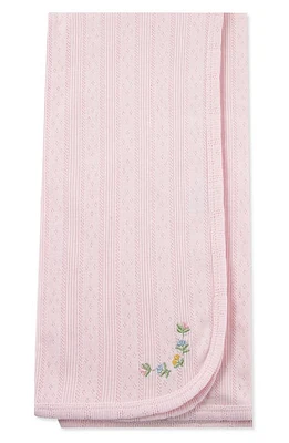 Little Me Dainty Flowers Pointelle Cotton Blanket in Pink at Nordstrom