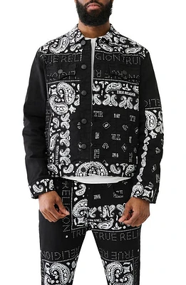 True Religion Brand Jeans Jimmy Print Trucker Jacket Black Rinse at Nordstrom,