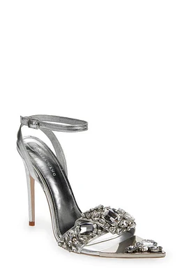 AZALEA WANG Tilly Crystal Pointed Toe Sandal Silver at Nordstrom,