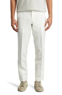 Ted Baker London Jerome Flat Front Linen & Cotton Dress Pants Ecru at Nordstrom,