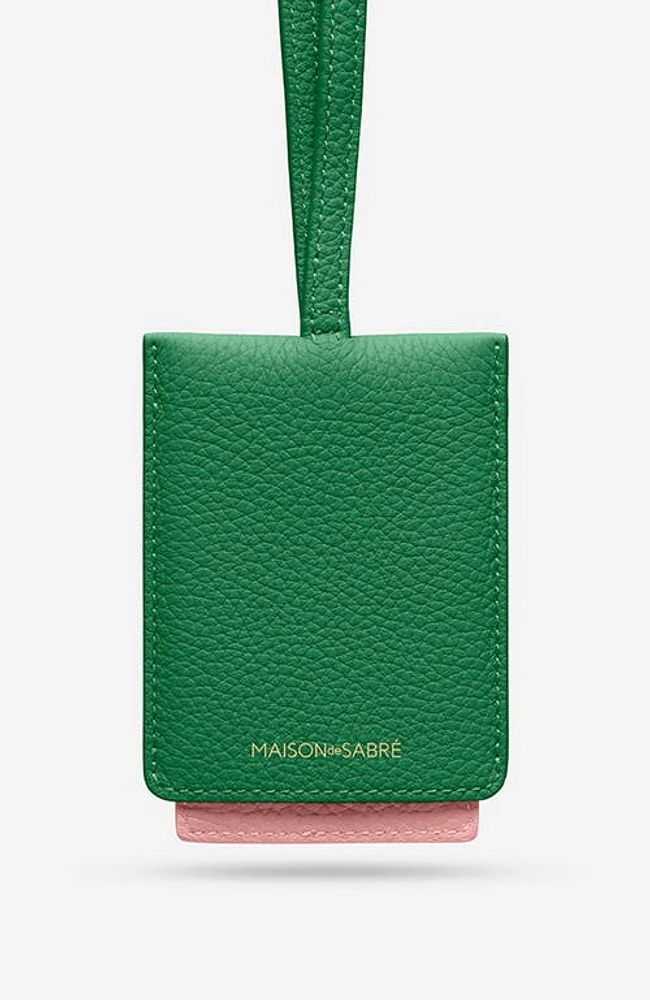 MAISON de SABRÉ Leather ID Lanyard in Emerald Lily at Nordstrom