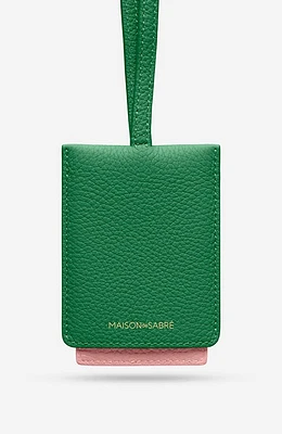 MAISON de SABRÉ Leather ID Lanyard in Emerald Lily at Nordstrom