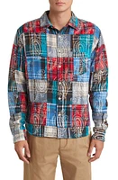 Corridor Plaid Paisley Patchwork Flannel Button-Up Shirt in Multi Red/B Lue at Nordstrom, Size Small