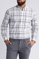 Nordstrom Trim Fit Tech-Smart Plaid Button-Down Shirt White- Grey Lisbon at Nordstrom,