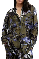 AllSaints Eve Batu Floral Button-Up Shirt Deep Khaki Green at Nordstrom, Us