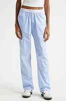 Sporty & Rich Hotel du Cap Stripe Embroidered Cotton Pajama Pants Blue/White Thin at Nordstrom,