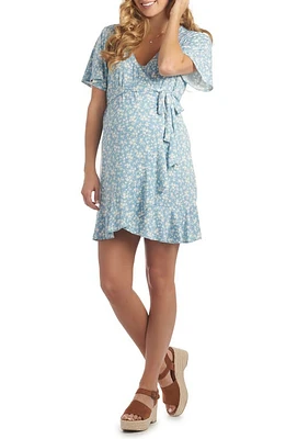 Everly Grey Kristi Floral Maternity/Nursing Dress Blue at Nordstrom,