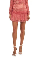 Endless Rose Floral Ruched Mesh Miniskirt Red Multi at Nordstrom,