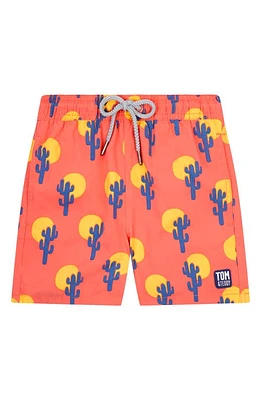 Tom & Teddy Kids' Cactus Swim Trunks Deep Rose at Nordstrom,