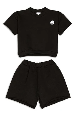 Miles and Milan Kids' Khary Short Sleeve Sweatshirt & Shorts Set in Black at Nordstrom, Size 18-24M