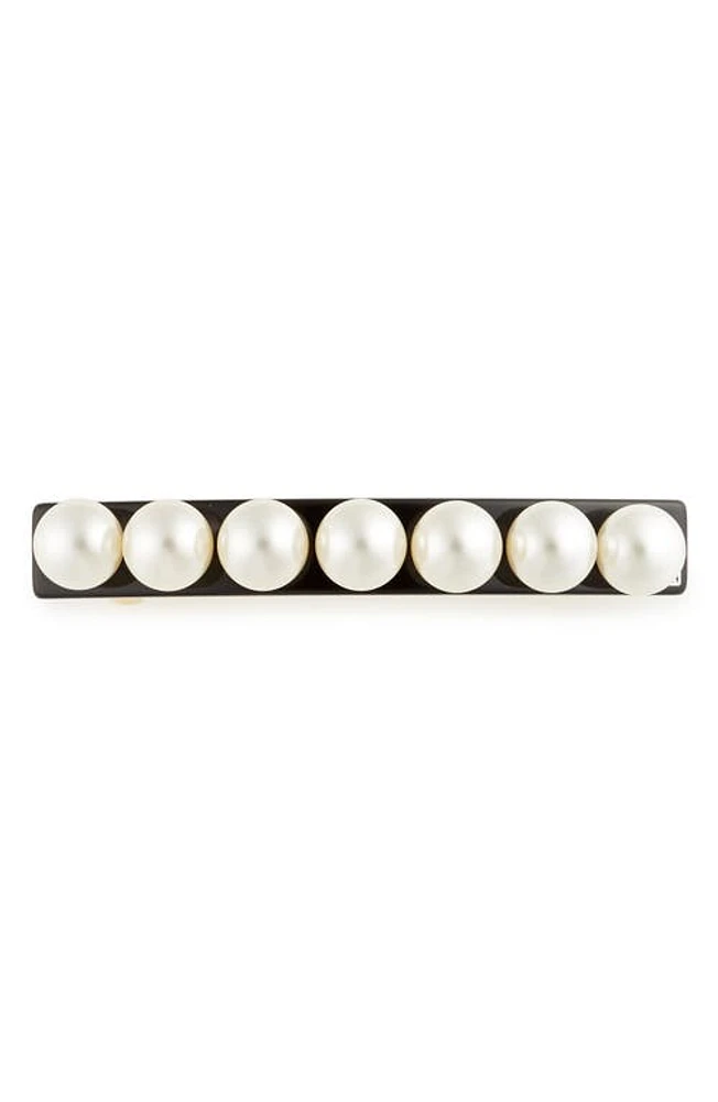 Alexandre de Paris Imitation Pearl Embellished Barrette in Black Pearl at Nordstrom