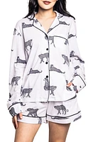 Petite Plume Panther Print Short Pajamas White at Nordstrom,