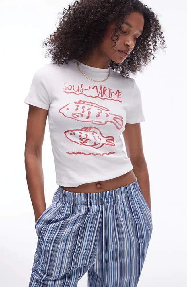 Topshop Sous-Marine Graphic Baby Tee Cream at Nordstrom,