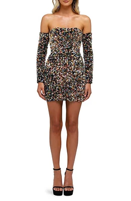 HELSI Lindsey Sequin Strapless Long Sleeve Minidress Iridescent Multi at Nordstrom,