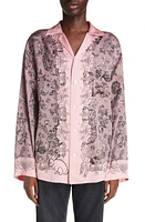 Acne Studios Oversize Long Sleeve Camp Shirt Pink/Black at Nordstrom, Us