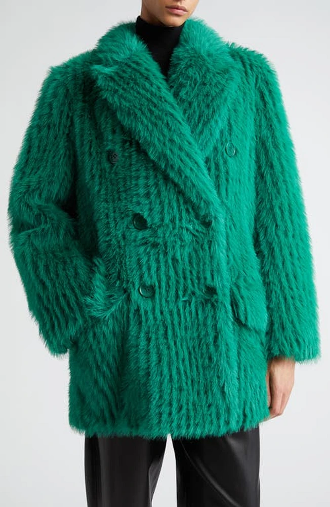 Stand Studio Zenni Double Breasted Faux Fur Jacket Jade Green at Nordstrom, Us