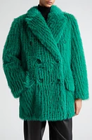 Stand Studio Zenni Double Breasted Faux Fur Jacket Jade Green at Nordstrom, Us