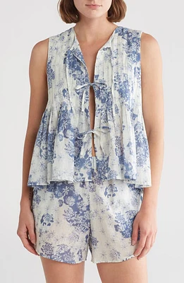 Desmond & Dempsey Pleated Cotton Short Pajamas Blue at Nordstrom,