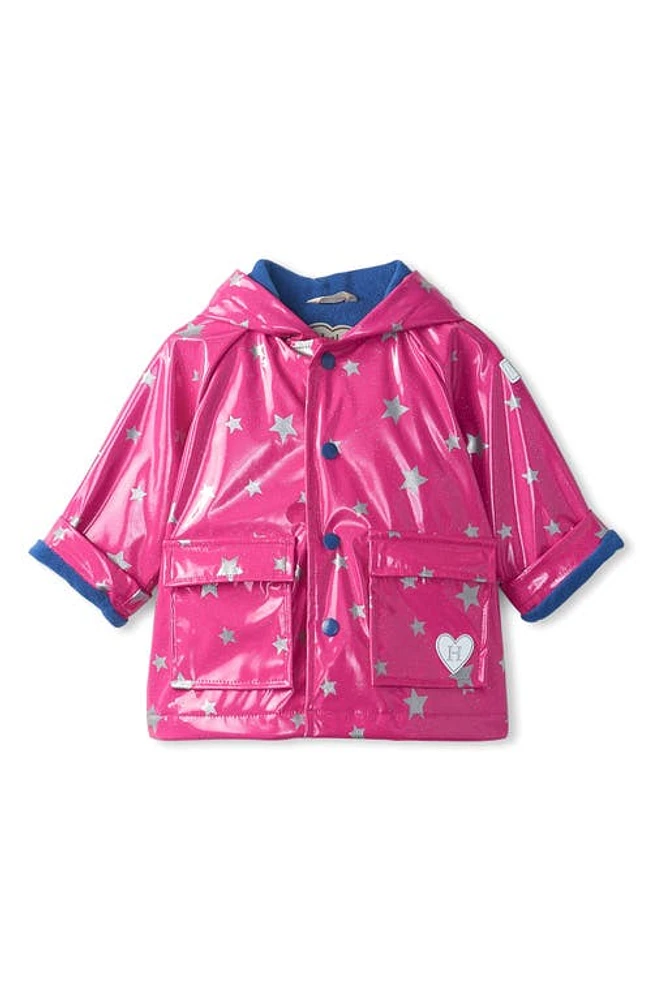 Hatley Glitter Stars Hooded Raincoat Pink at Nordstrom,