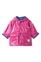 Hatley Glitter Stars Hooded Raincoat Pink at Nordstrom,