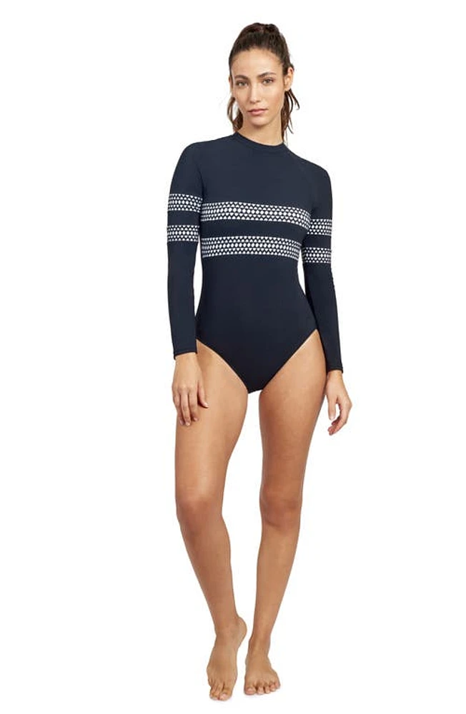 Free Sport by Gottex Supernova Long sleeve High neck rashguard one piece swimsuit Black at Nordstrom,