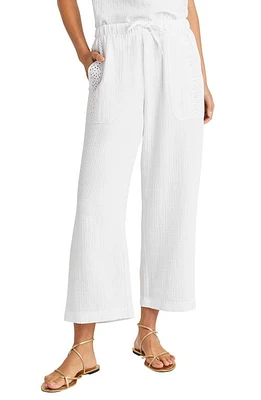 Splendid Kit Eyelet Trim Cotton Gauze Crop Pants White at Nordstrom,