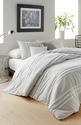 DKNY Chenille Stripe Comforter & Shams Set in Silver at Nordstrom